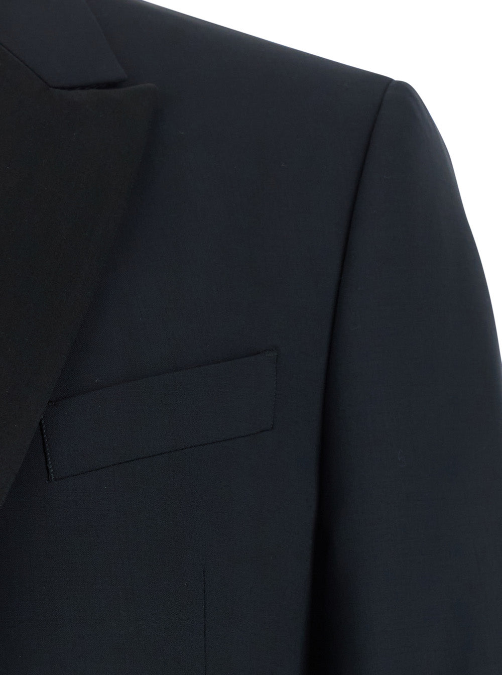 Slim Fit Peak Revers Smoking Jacket With Black Satin + Pants Belt Blue Elegant Suit Details - Wool Men Blu Virgin Suits
