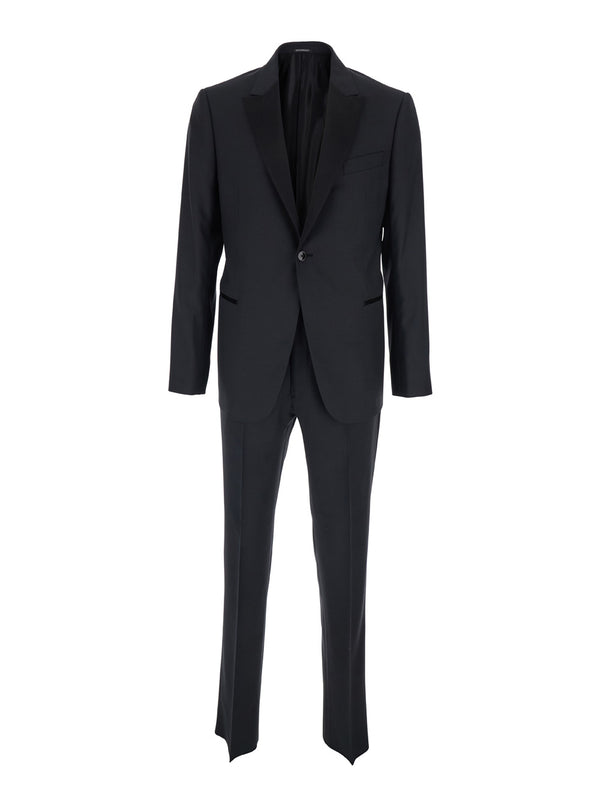 Suit With Peak Lapel, Black Satin Suits