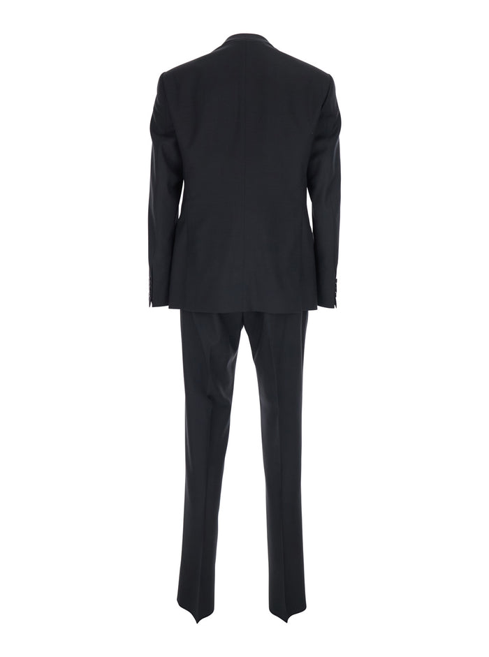 Single-breasted Suit with Peak Revers and Black Satin Details for Men Suits