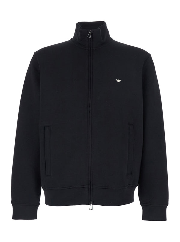 Sweatshirt High-Neck Black Cotton Sweatshirts
