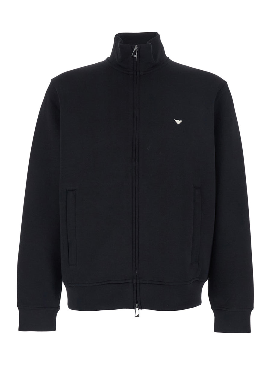 Sweatshirt High-Neck Black Cotton Sweatshirts