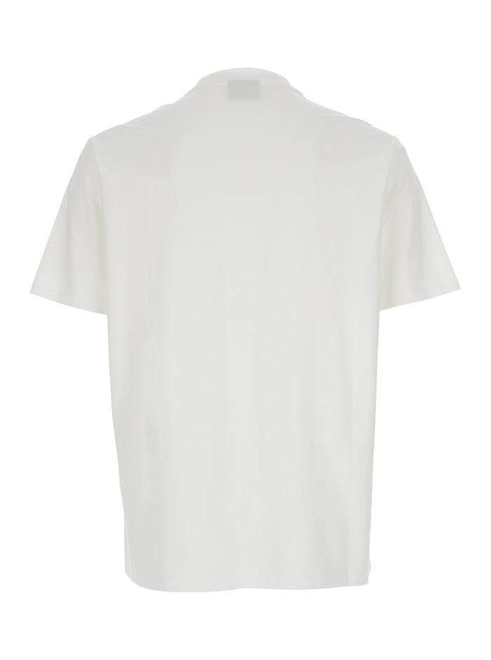 White Crew Neck T-Shirt with Front Logo in Cotton for Men Tshirts And Polo Shirts