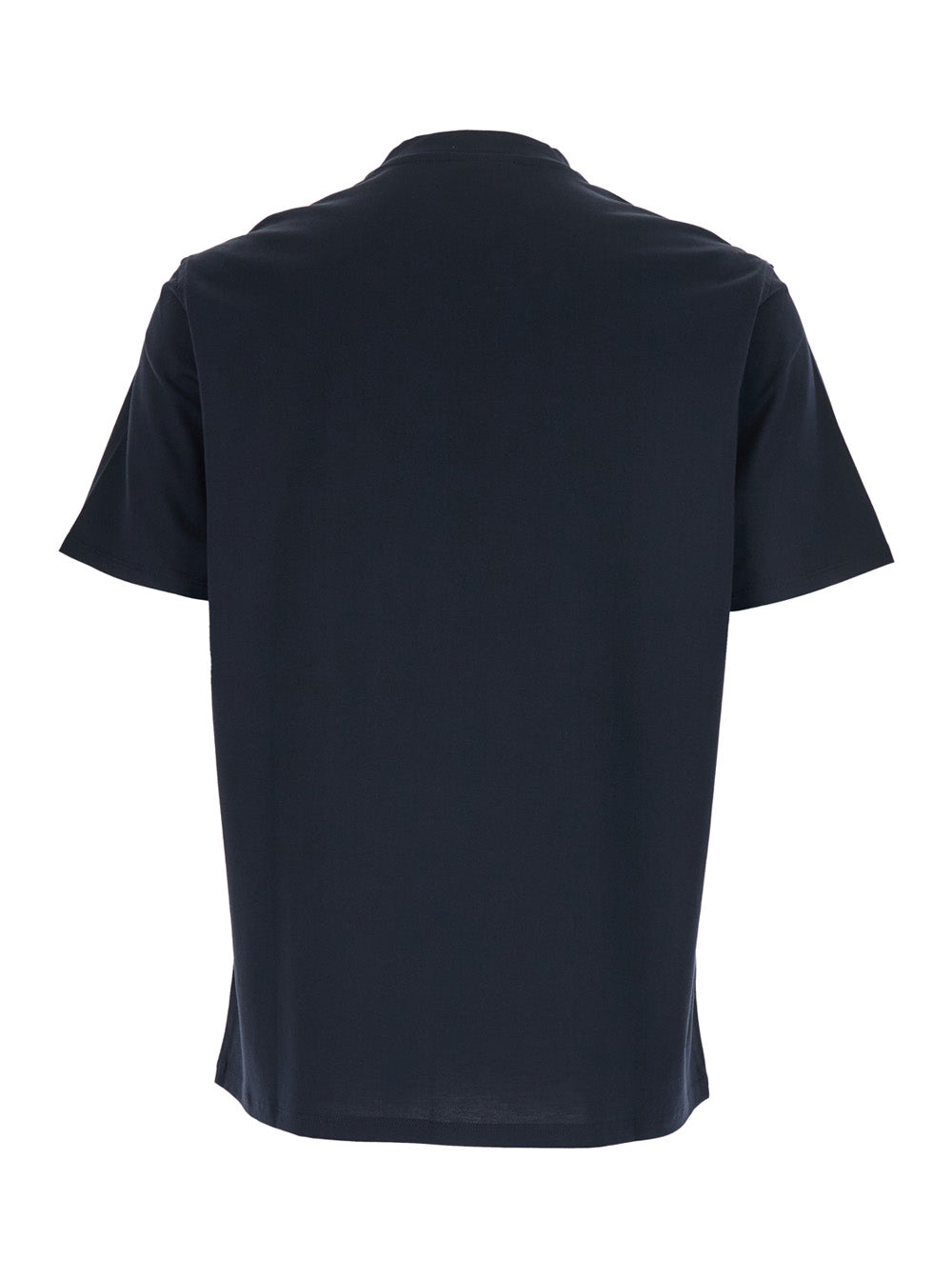 Crew Neck T-Shirt with Logo Embroidery on the Front in Blue Cotton for Men Blu Tshirts And Polo Shirts