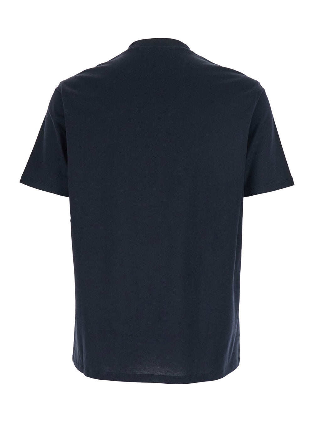 Blue Crew Neck T-Shirt with Logo Embroidery on the Front for Men Blu Cotton Tshirts And Polo Shirts