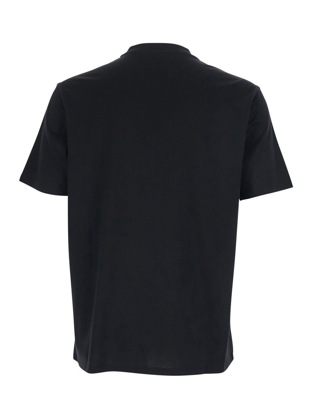 Black Cotton Crew Neck T-Shirt with Logo Embroidery for Men Tshirts And Polo Shirts