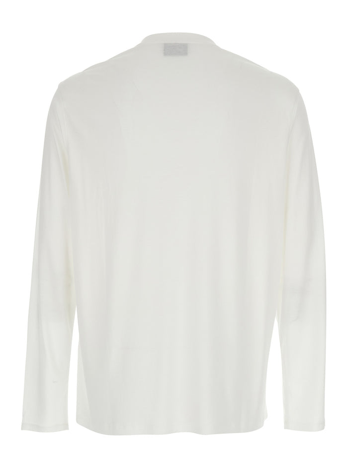Crew Neck Logo T-Shirt with Embroidery on the Front in Cotton Blend White Men Lyocell Tshirts And Polo Shirts