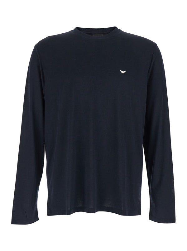 T-Shirt Blue Cotton-Blend Lyocell T-shirts
