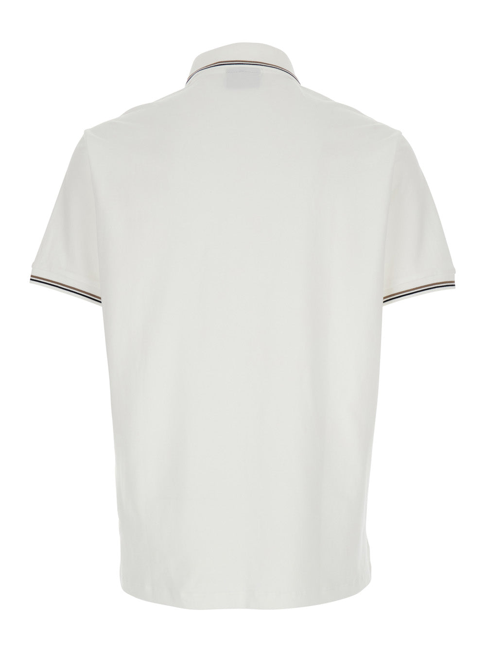 Two-Tone Classic Collar Polo with Logo Embroidery on Front in White Cotton for Men Tshirts And Shirts