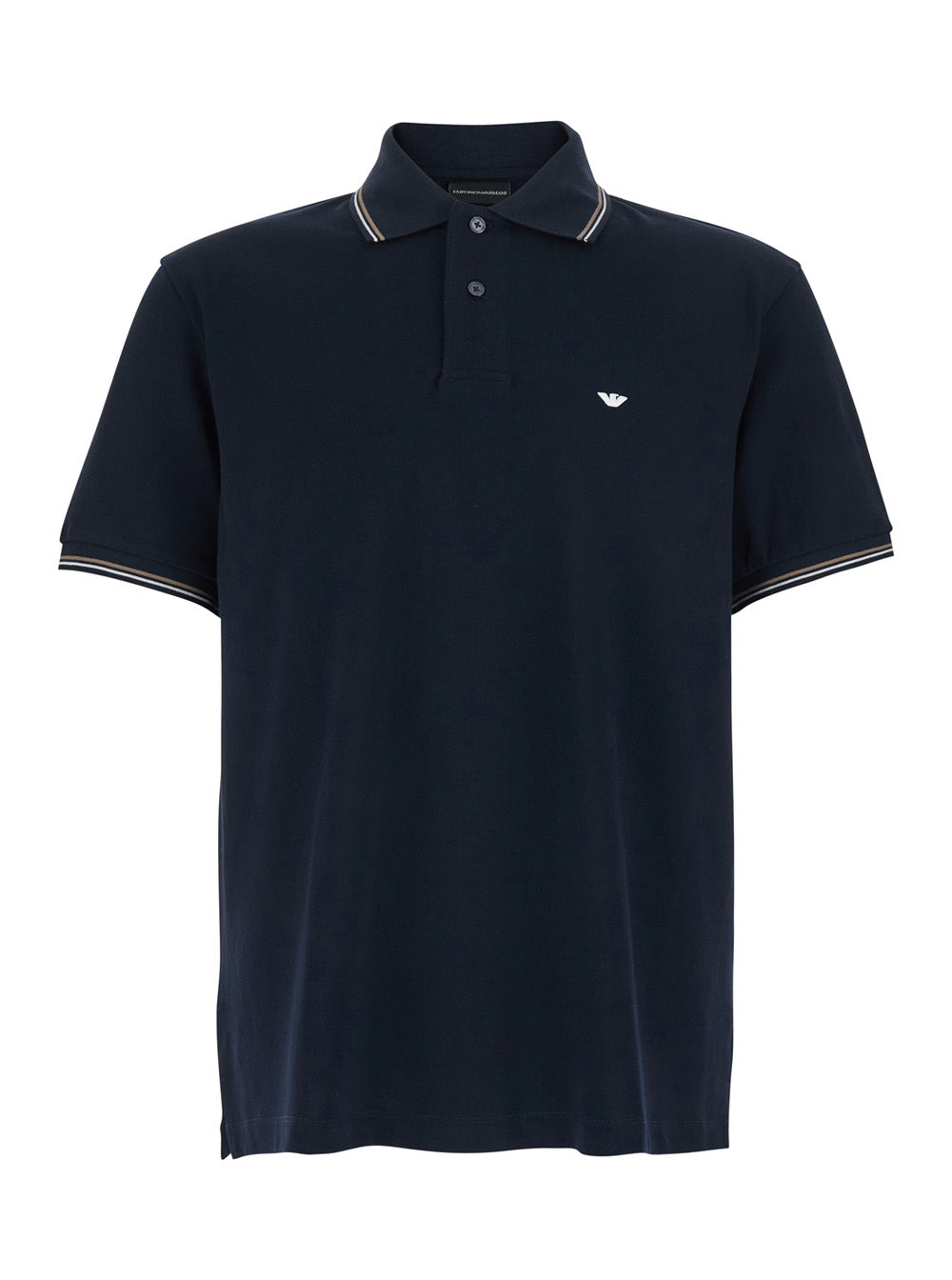Blue Polo with Classic Two-Tone Collar and Logo Embroidery on the Front in Cotton for Men Blu Tshirts Shirts