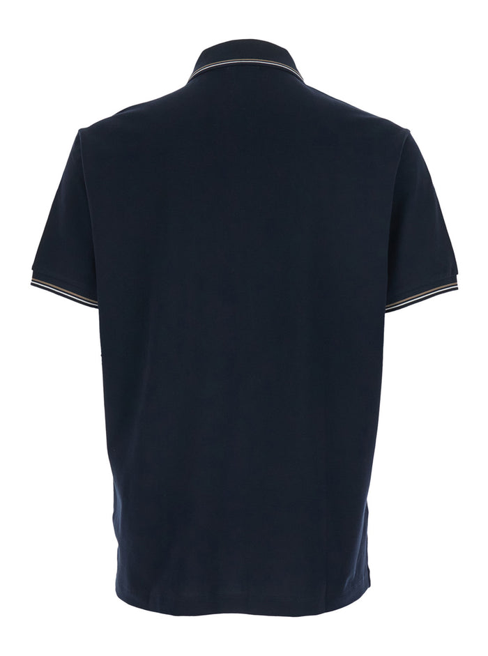 Blue Polo with Classic Two-Tone Collar and Logo Embroidery on the Front in Cotton for Men Blu Tshirts Shirts