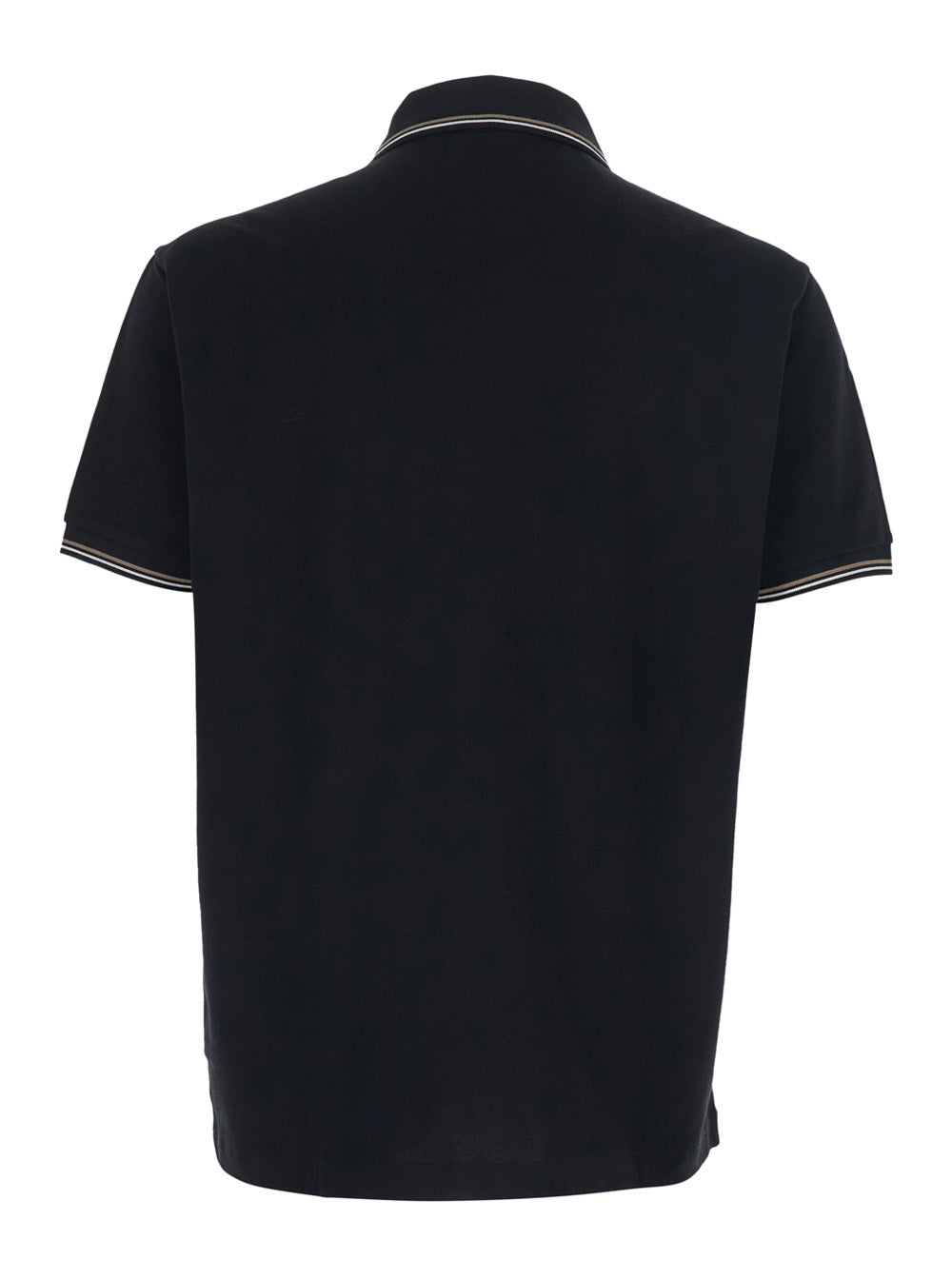 Polo Classic with Bicolor Collar and Logo Embroidery on the Front in Black Cotton for Men Tshirts Shirts