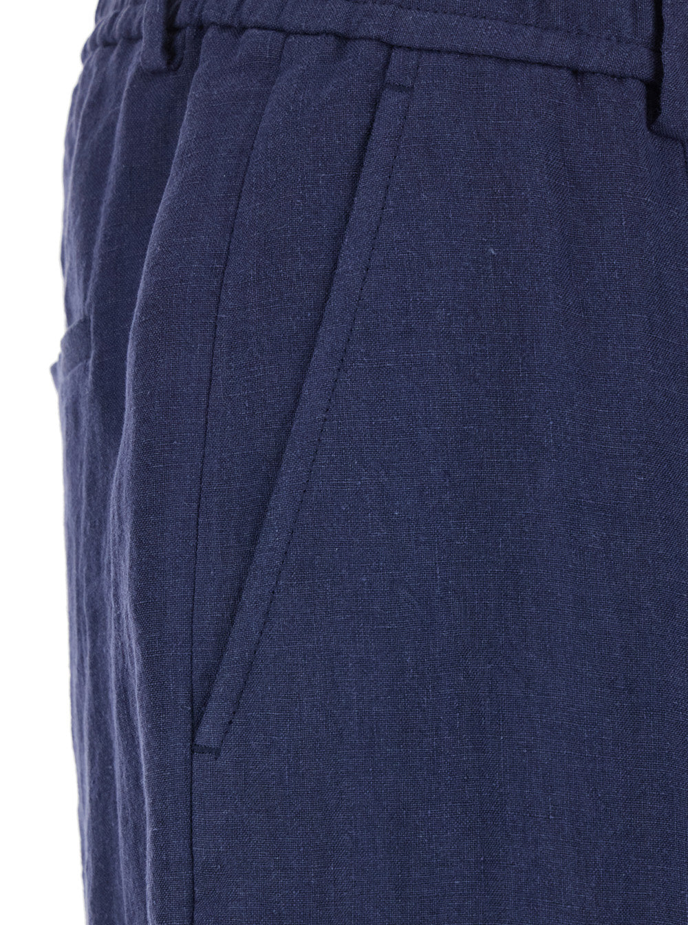 Mens Blue Straight-Leg Linen Trousers Blu
