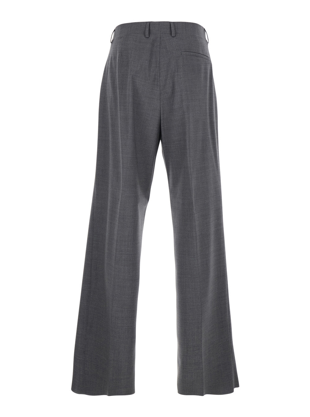 Tailored Gray Wool Trousers with Back Welt Pocket for Women Grey Virgin Elastane
