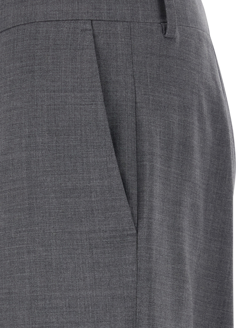 Tailored Gray Wool Trousers with Back Welt Pocket for Women Grey Virgin Elastane