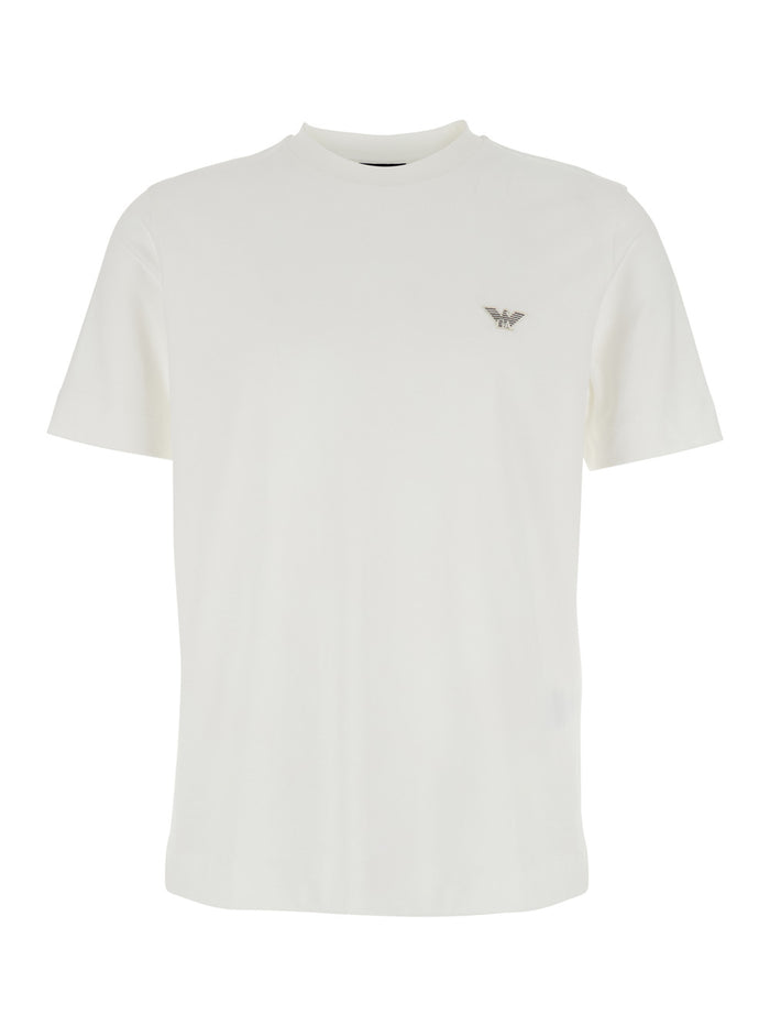 White T-Shirt with Logo Embroidery on the Front for Men Cotton Tshirts And Polo Shirts