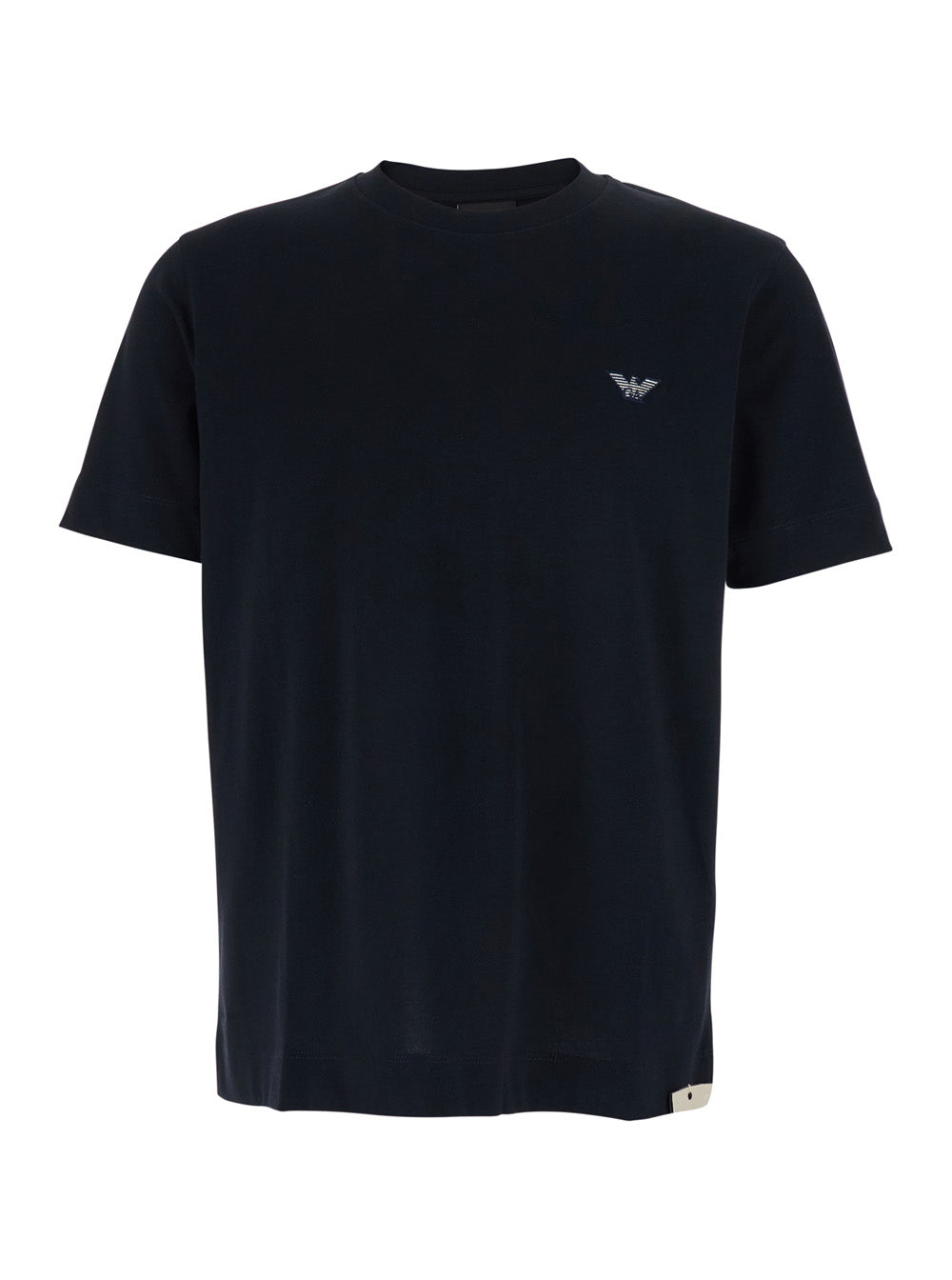 Blue T-Shirt with Logo Embroidery on the Front for Men Blu Cotton Tshirts And Polo Shirts