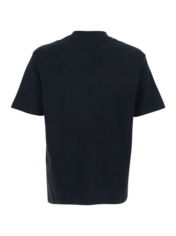 Black T-Shirt with Embroidered Lettering Logo on the Front for Men Cotton Tshirts And Polo Shirts