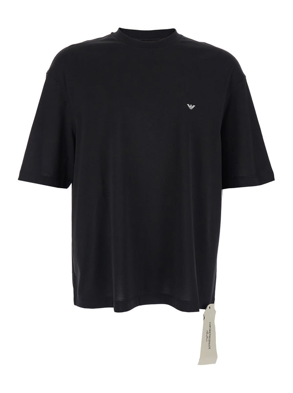 T-Shirt Crew Neck Black Cotton T-shirts