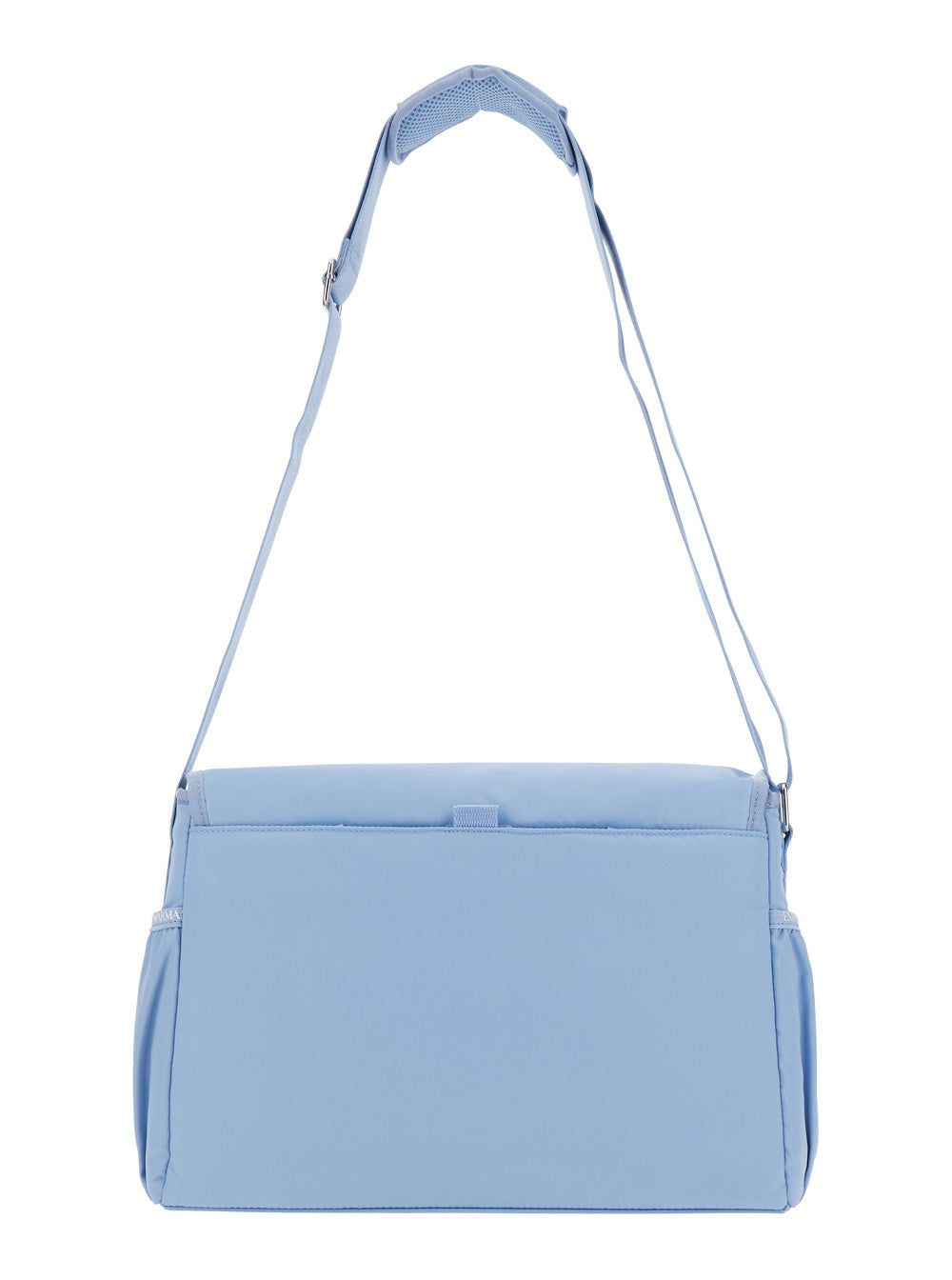 Baby Changing Bag with Adjustable Strap and Logo Plate on Front in Tech Fabric Blue Light Polyamide Crossbody