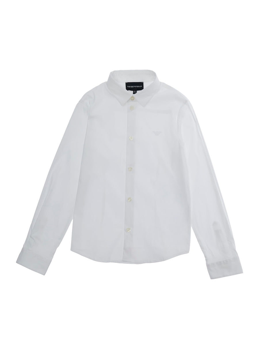 Kids Shirt White Cotton Poplin