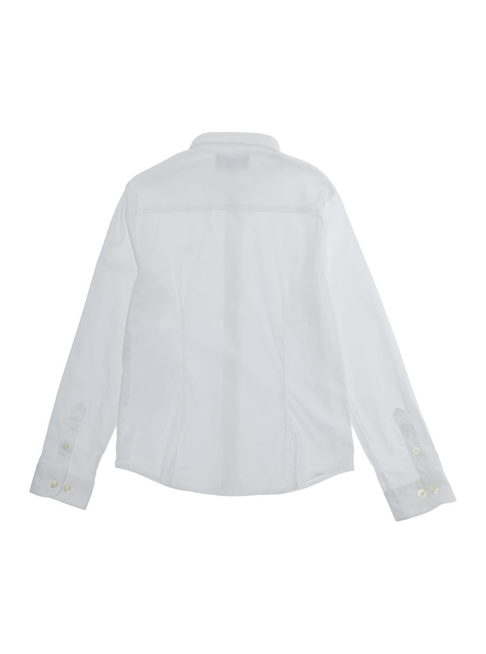White Logo Shirt with Front Button Closure in Cotton Poplin for Kids Polyamide Elastane And Blouses