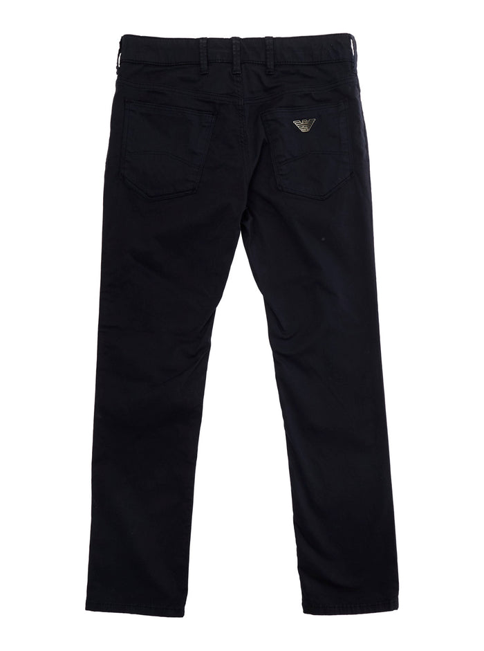Black Five-Pocket Pants with Logo Patch on the Back in Cotton for Kids Trousers