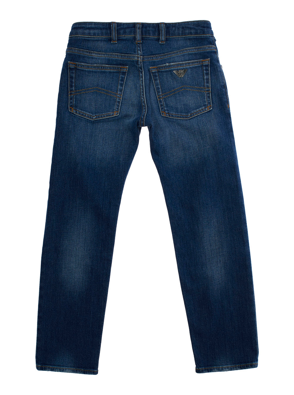 Blue Jeans with Belt Loops and Logo Detail on the Pocket for Kids Blu Cotton Trousers