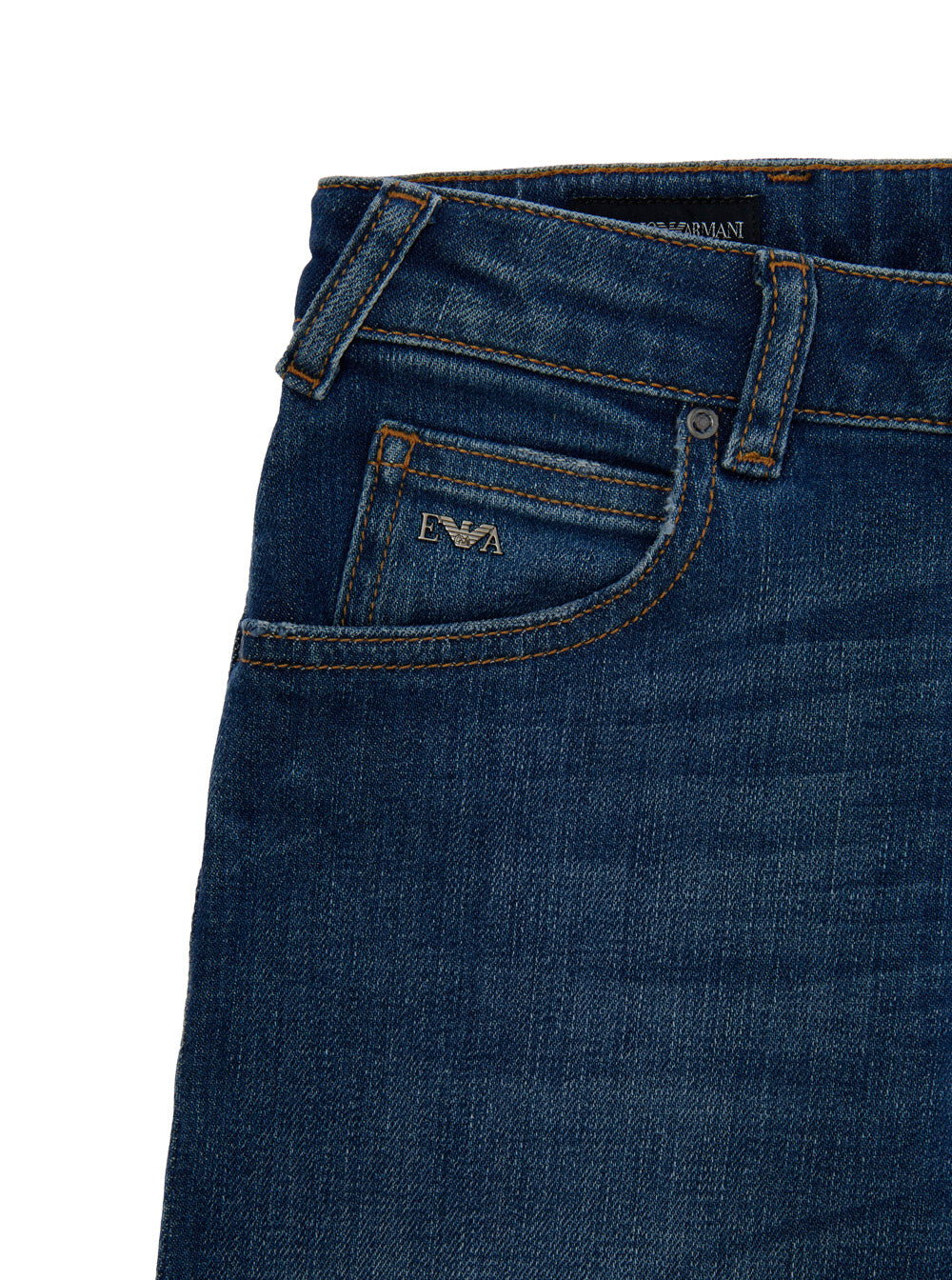 Blue Jeans with Belt Loops and Logo Detail on the Pocket for Kids Blu Cotton Trousers