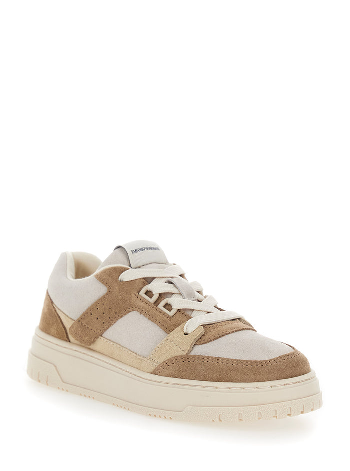 COW SUEDE SNEAKER - Beige with Upper Leather Child