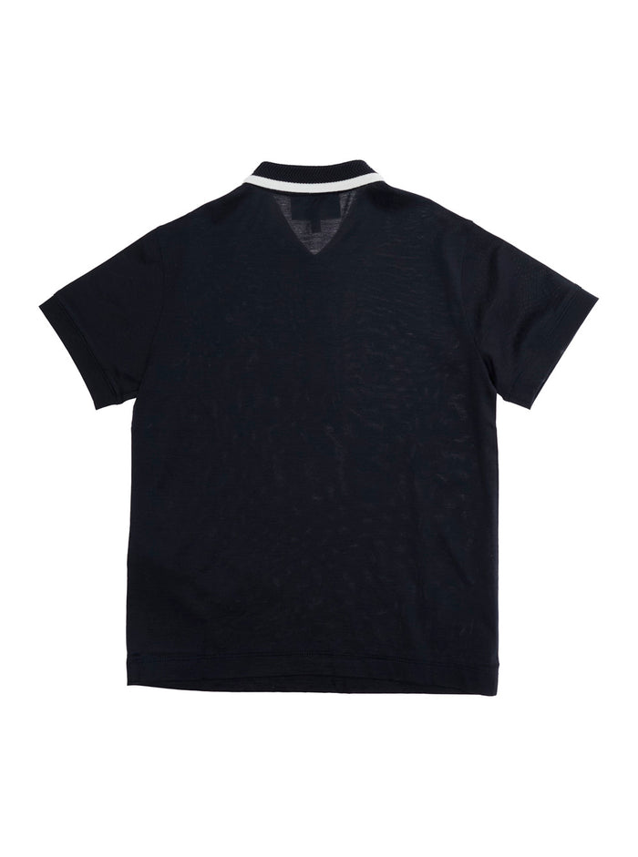 Blue Polo with Contrast Classic Collar and Logo on Front in Cotton for Kids Blu Lyocell Tshirts Shirts