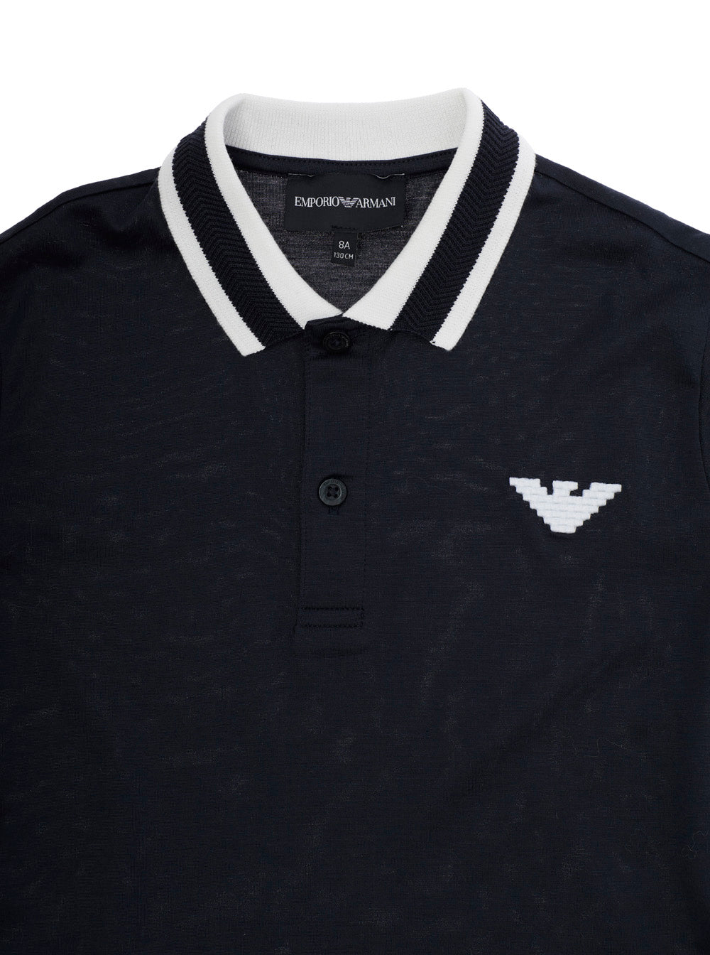 Blue Polo with Contrast Classic Collar and Logo on Front in Cotton for Kids Blu Lyocell Tshirts Shirts