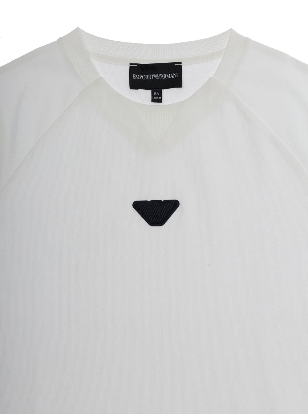 Crew Neck T-Shirt with Logo Patch on the Front in White Cotton for Kids Tshirts And Polo Shirts