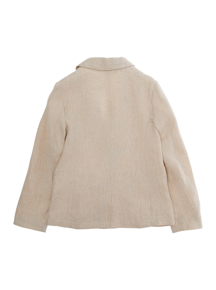 Beige Blazer With Notched Revers For Women Linen Blazers