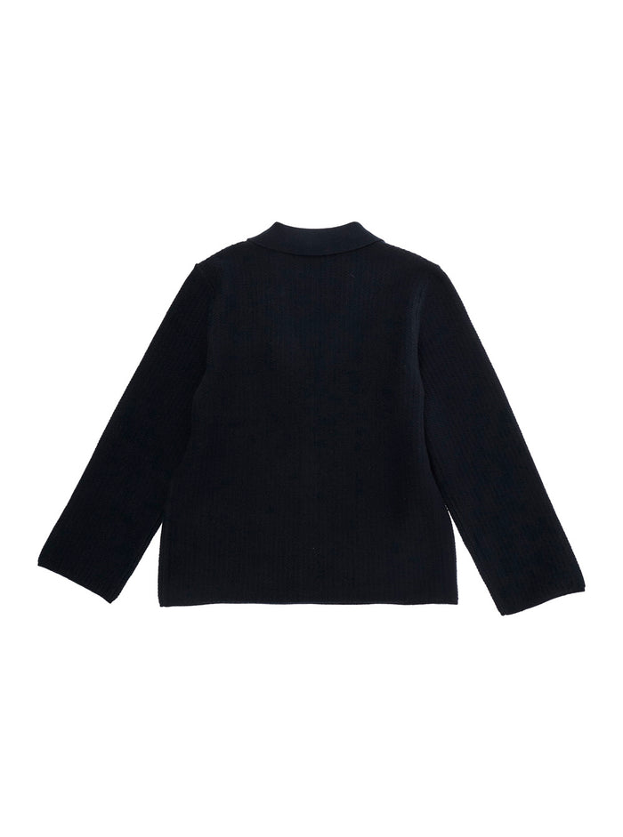 Classic Revers Jacket with Front Pockets in Blue Cotton for Kids Blu Polyamide Elastane Blazers