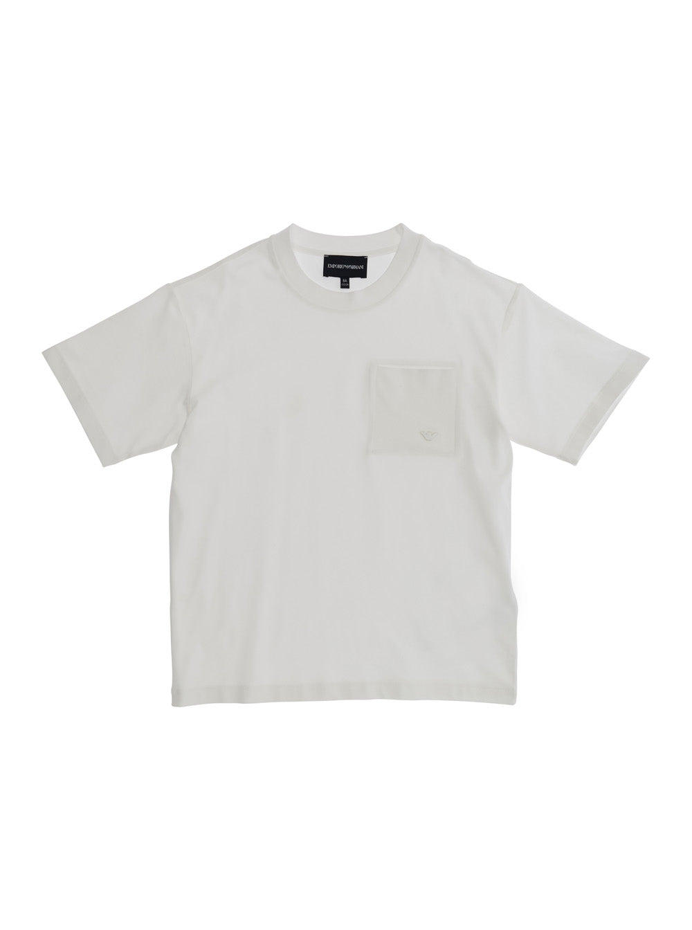 White T-Shirt with Logo on Chest for Kids Cotton Elastane Tshirts And Polo Shirts