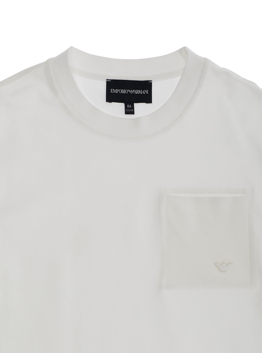 White T-Shirt with Logo on Chest for Kids Cotton Elastane Tshirts And Polo Shirts