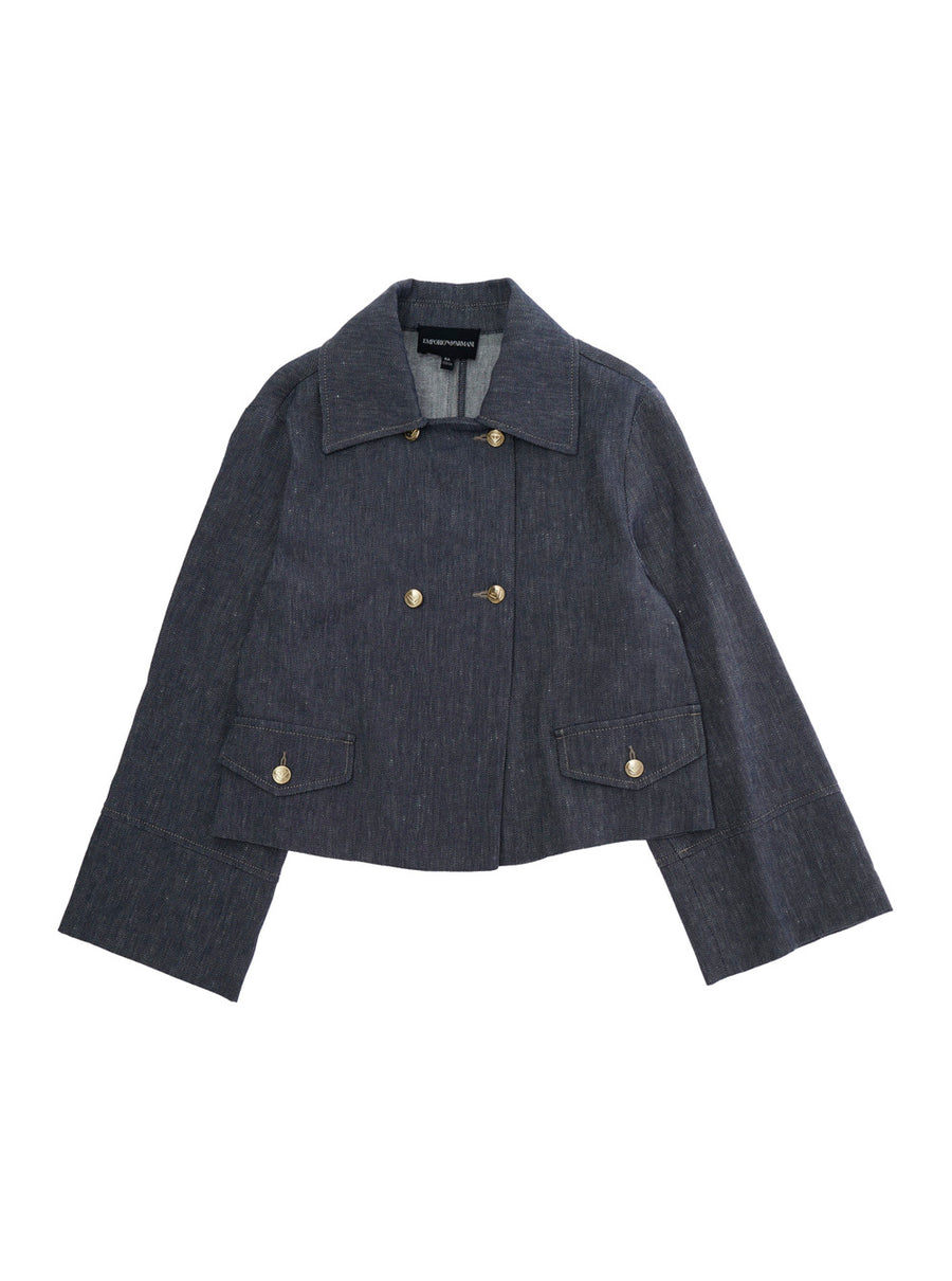 Double-Breasted Jacket Linen Black Blazers