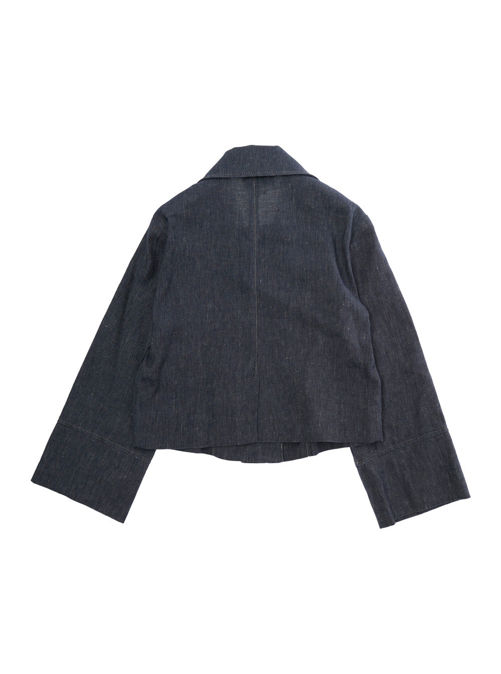 Double-breasted Jacket with Wide Collar in Linen and Cotton Blend Black Girl Blazers