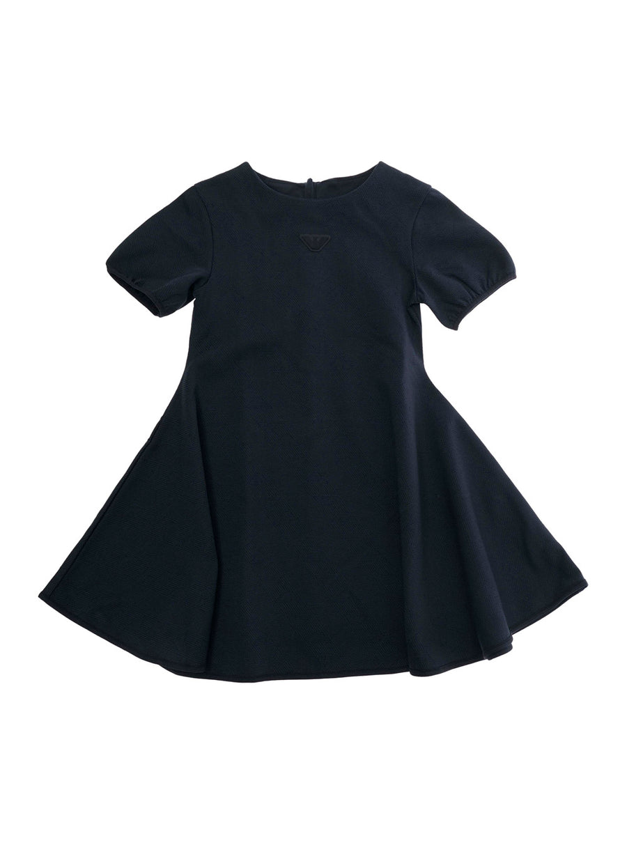 Dress, Crew Neck, Blue Polyester
