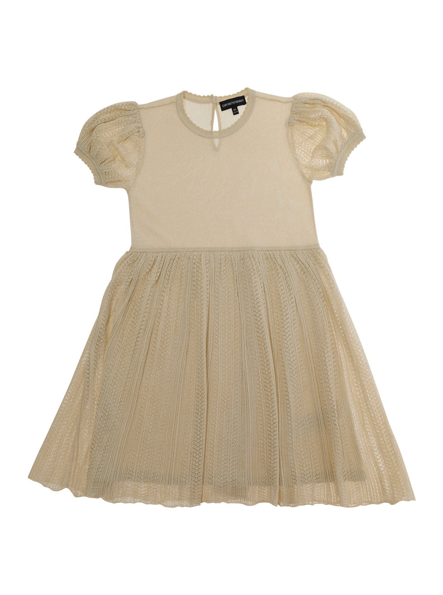 Girls Dress, Beige Viscose Blend