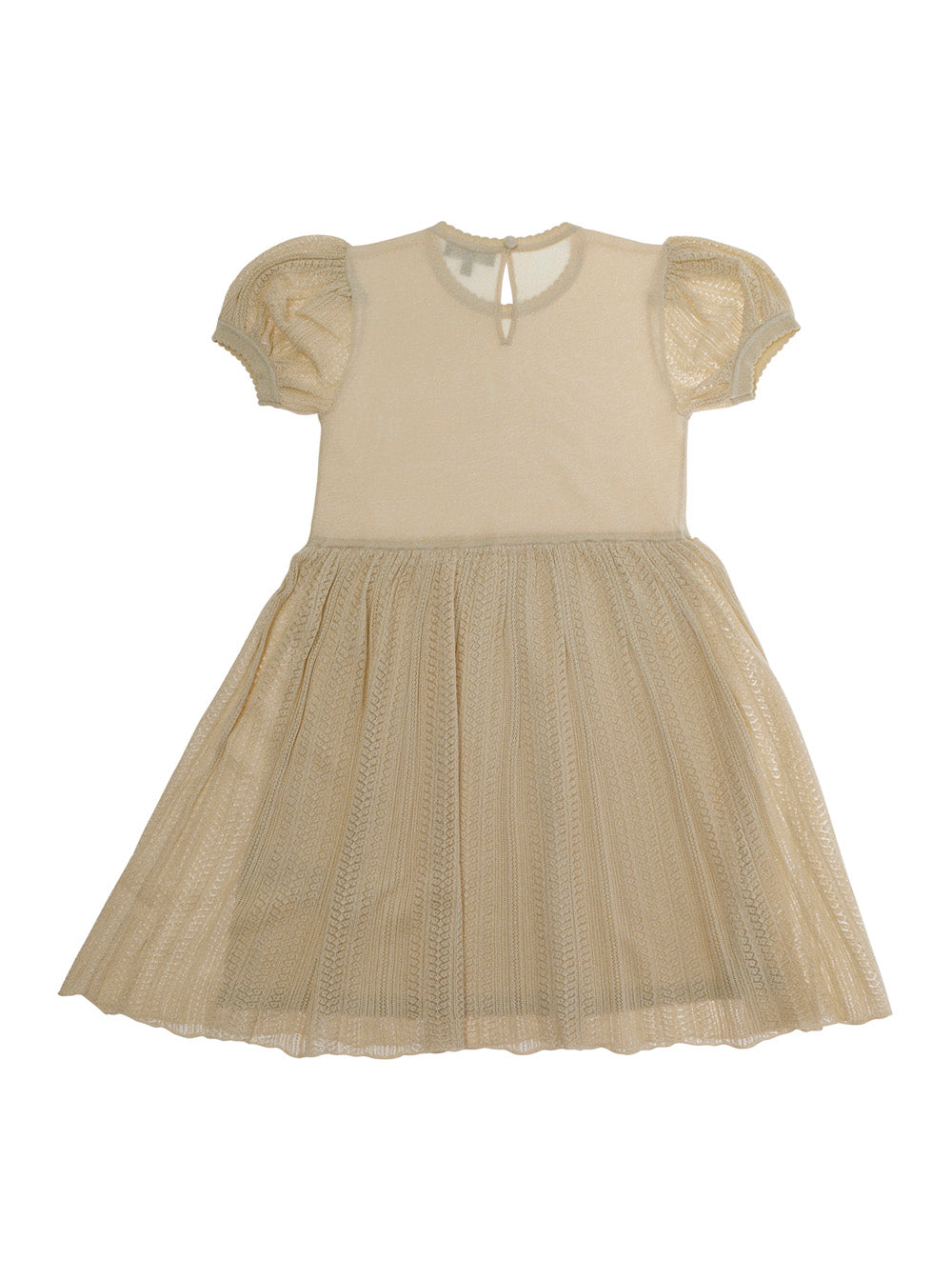 Dress With Round Neckline And Flared Skirt Beige Fabric For Girls