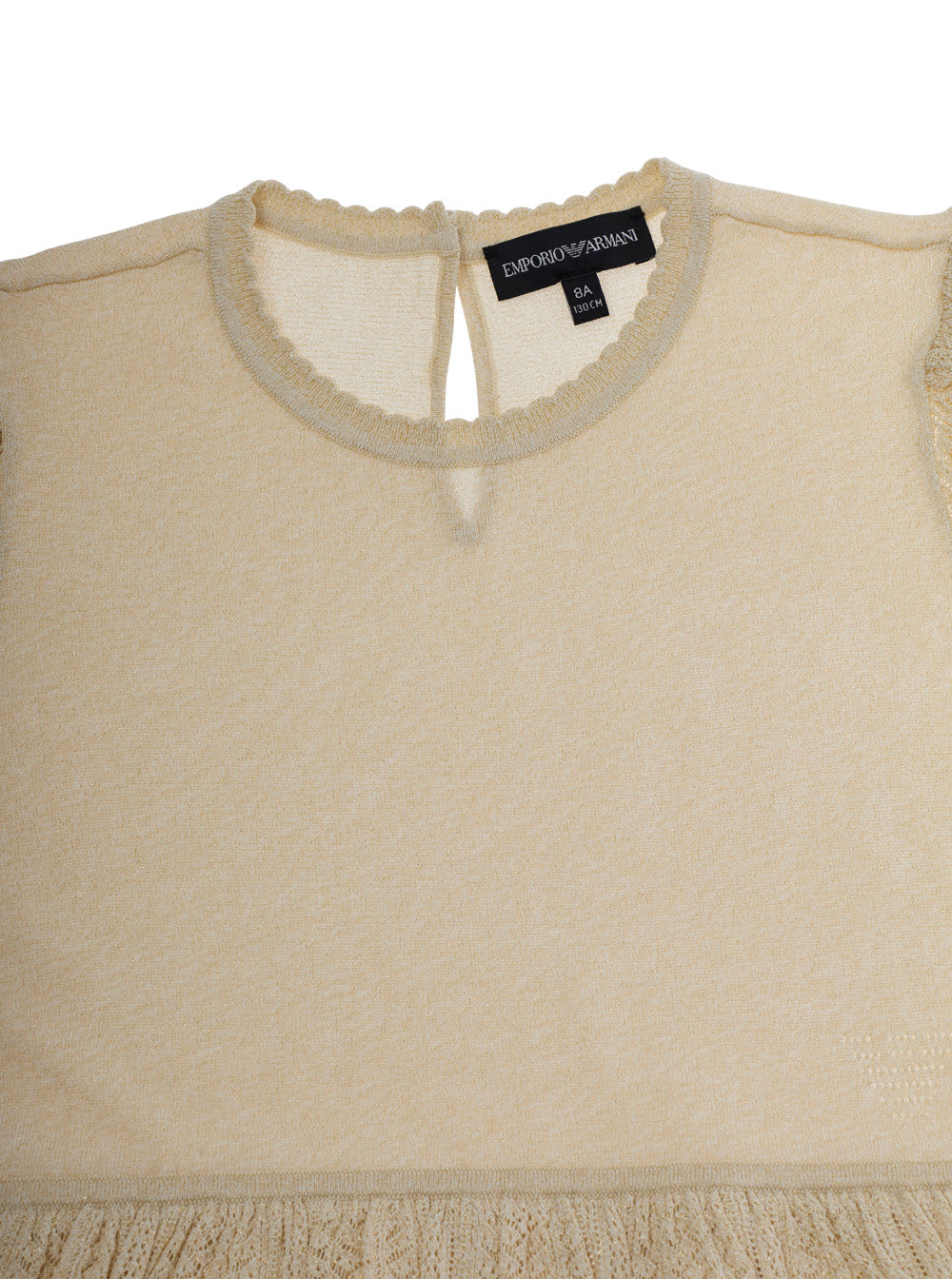 Dress With Round Neckline And Flared Skirt Beige Fabric For Girls
