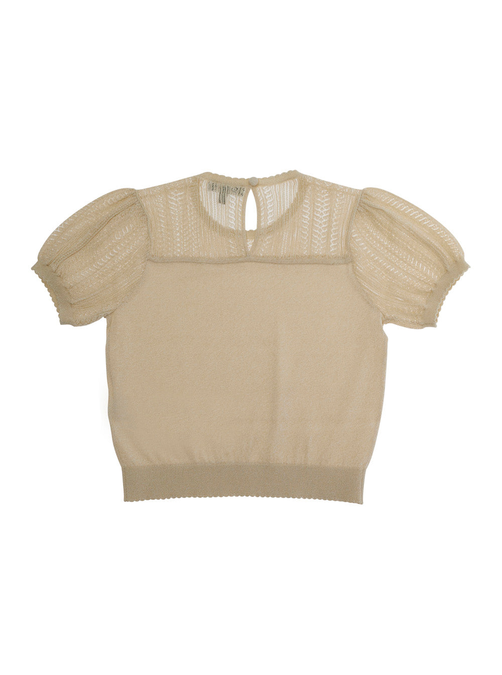 Beige T-Shirt with Round Neck and Back Closure in Fabric for Girls Tshirts Polo Shirts