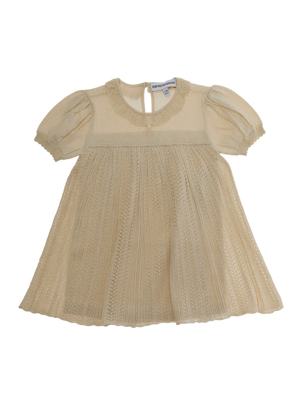 Dress, Beige Viscose Blend, Round Neckline