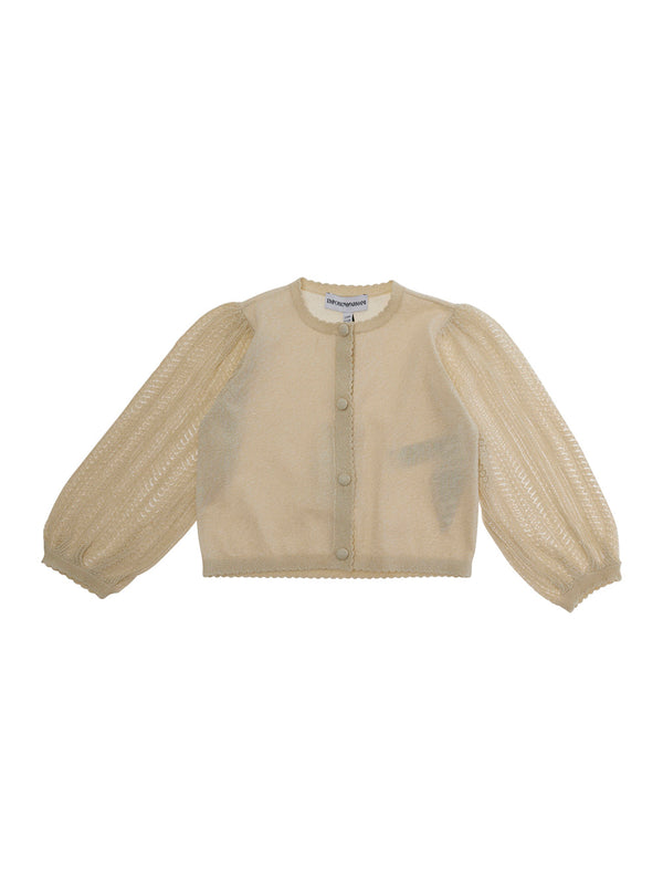 Cardigan Beige Blend Wool Viscose Tops