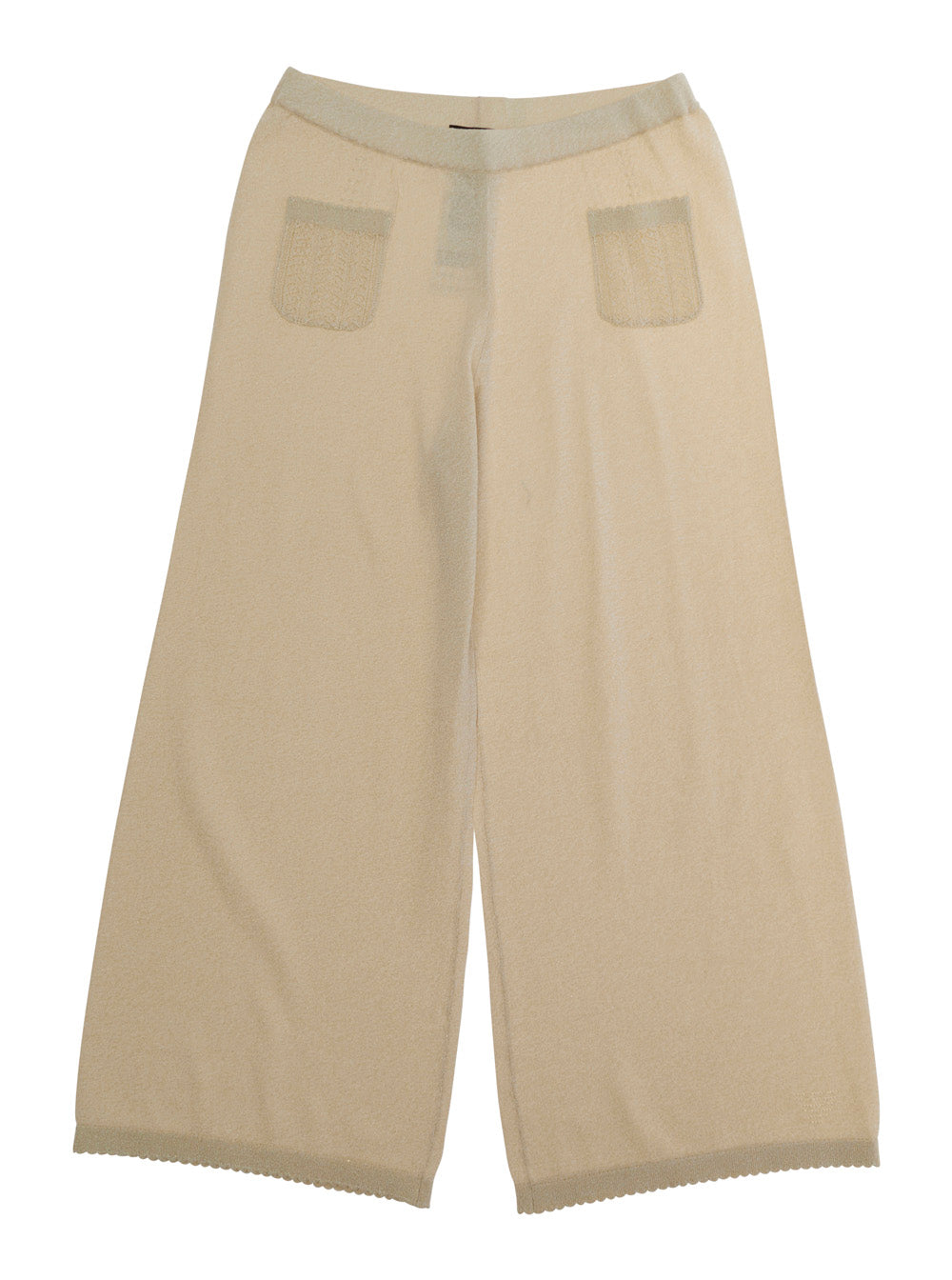 Beige Elasticated Waist Pants with Applied Pockets for Girls Trousers