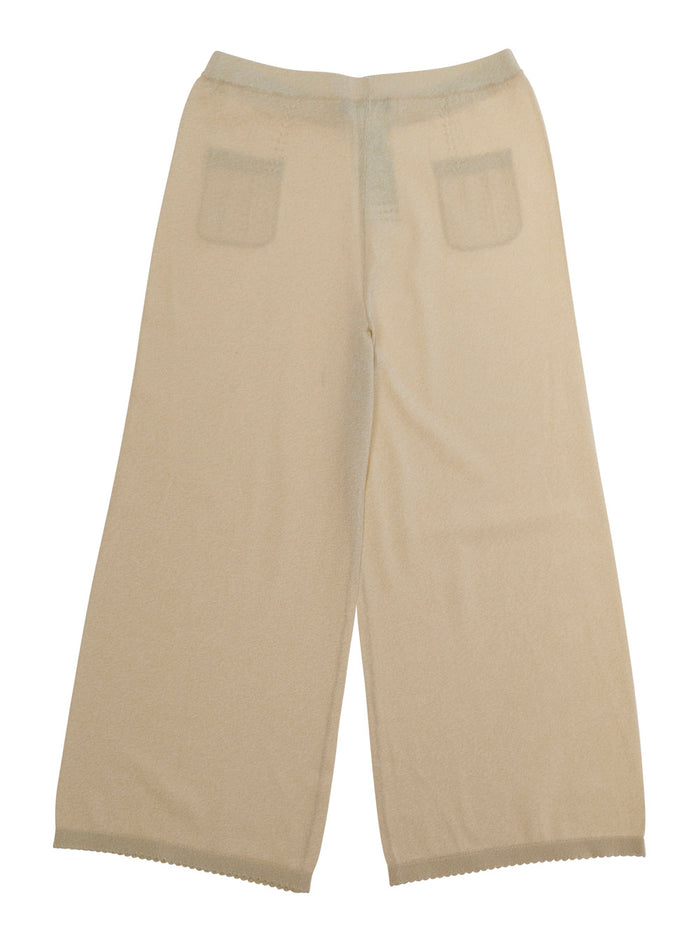 Beige Elasticated Waist Pants with Applied Pockets for Girls Trousers