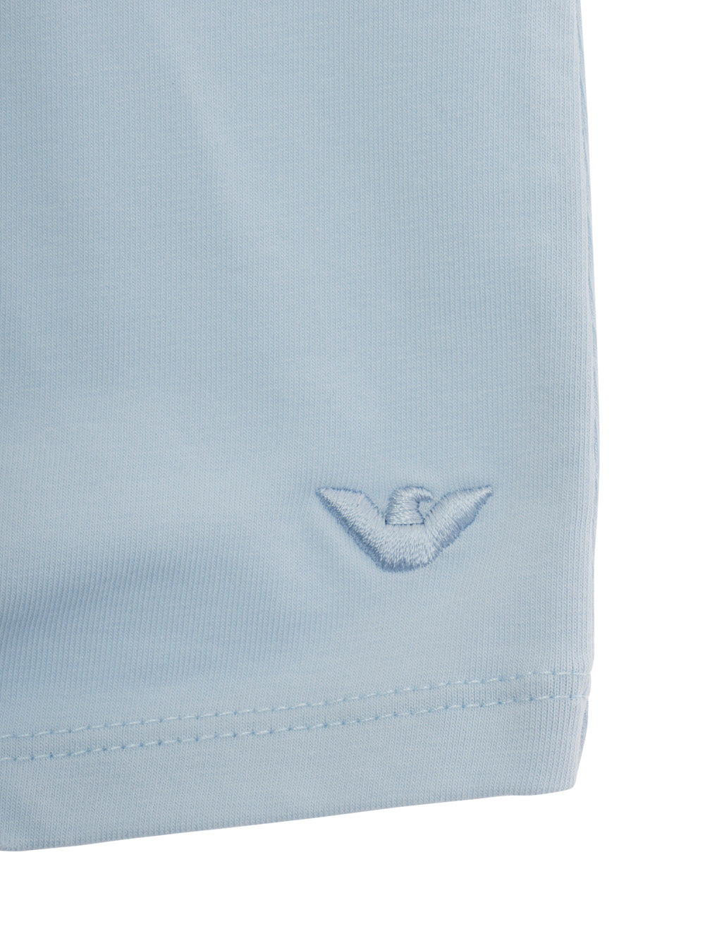 Light Blue Romper with Short Sleeves and Back Closure in Cotton for Women Elastane Jumpsuits