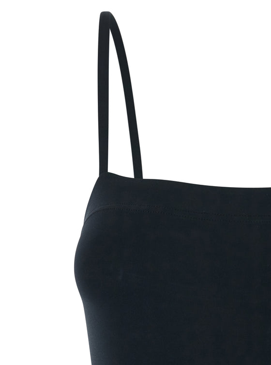 Aquarelle Black One-Piece Swimsuit With Thin Straps And Square Neckline Tech Fabric For Women Polyamide Elastane Beachwear