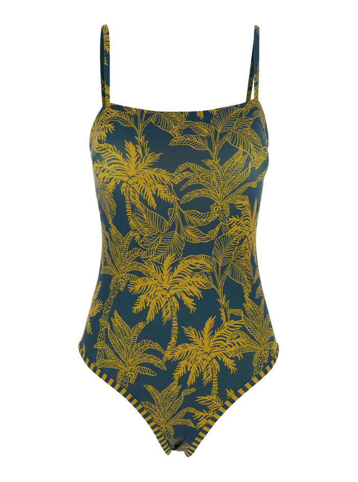 One-Piece Swimsuit Voyage Blue With Tropical Design Tech Fabric For Women Blu Polyamide Elastane Beachwear